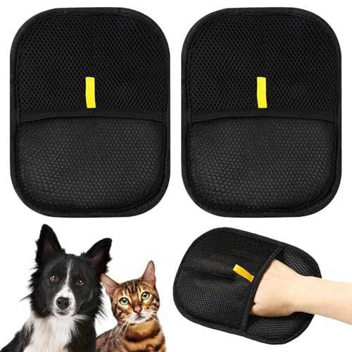 Axinyijia 2 Piezas Guante Quitapelos Mascotas, Guantes para Quitar Pelos de Gato, Guantes de Doble Cara para Mascotas