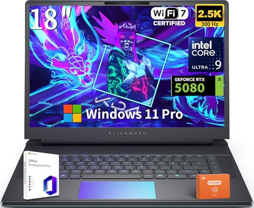 Alienware 18 Area-51 Spelbärbar dator, 18 tum QHD+ skärm, 300 Hz, Intel Ultra 9 275HX, Nvidia RTX 5080 16GB GDDR7, 64 GB DDR5, 4 TB SSD, Wi-Fi 7, bakgrundsbelyst tangentbord, Windows 11