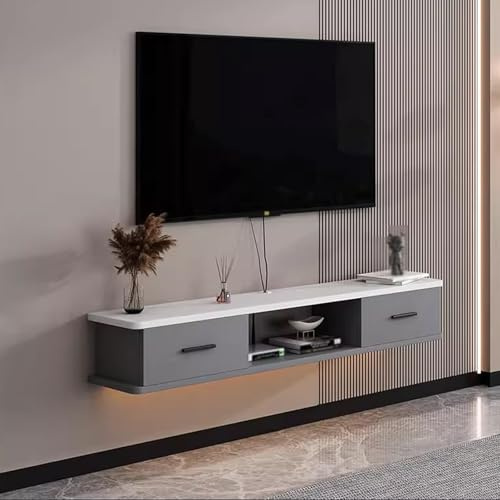 Fernsehschrank Hängend Künstliche Platte TV-Schrank Großer Stauraum Großer Ablagetisch Abgerundete Ecken Hohe Tragkraft Fernsehkommode für Wohnzimmer, Schlafzimmer(Chrome,100x22x20cm)