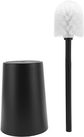 Toilettenbürstenhalter-Set, langer Griff, Toilettenschüssel-Schrubber, platzsparendes Toilettenbürsten-Set mit Sockel für Badezimmer, ABS-PP-Material, kompakt, einfach zu bedienen (Black)