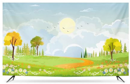 GJGHKLHL Dust-proof TV Cover 32-85 Universal Protector For Flat Curved Screens Polyester Landscape Print Indoor Modern Televisions(A,70IN)