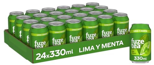 Fuze Tea Té Verde Lima Menta, Bebida Refrescante con Extracto de Té Verde, Bajo en Calorías, Sabor Cítrico y Refrescante- Pack 24 Latas 330 ml