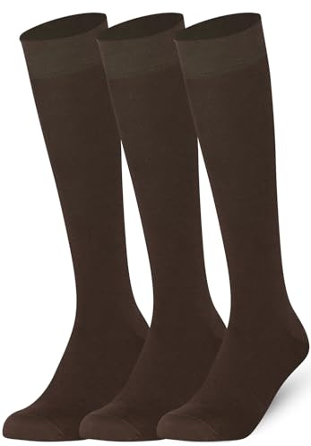 Mysocks Knee High Socks for Women and Men - 3 Pair Breathable Combed Cotton Seamless Toe Unisex Long Socks - Casual Plain High Knee Length Socks
