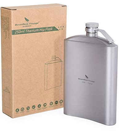 Boundless Voyage Flasque en Titane avec Entonnoir Camping Randonnée Escalade Poche Alcool Whisky Flacon Flacon Flacon Tasse à Vin Pot