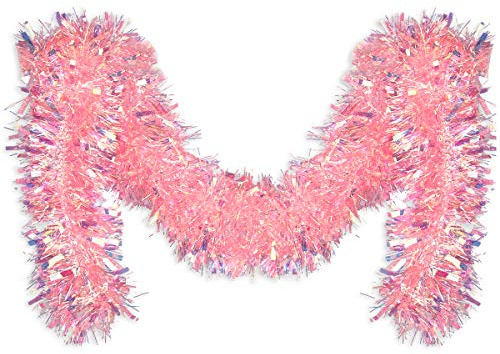 Pink Tinsel Garland for Christmas Tree Decorations Wedding Birthday Party Supplies 17 Feet