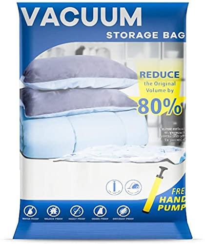 UOUNE Vacuum Storage Bags, 4-Pack Large (80 x 60 cm) Reusable Space Saver Bags Vacuum Compression Zipper Storage Bags with Airtight Valve and Hand Pump,Work with Vacuum Cleaner