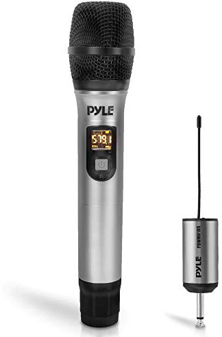 PYLE Portable UHF Wireless Microphone System - Professional Battery Operated Handheld Dynamic Unidirectional Cordless Microphone Transmitter Set w/Adapter Receiver, for PA Karaoke DJ Party - PDWMU105
