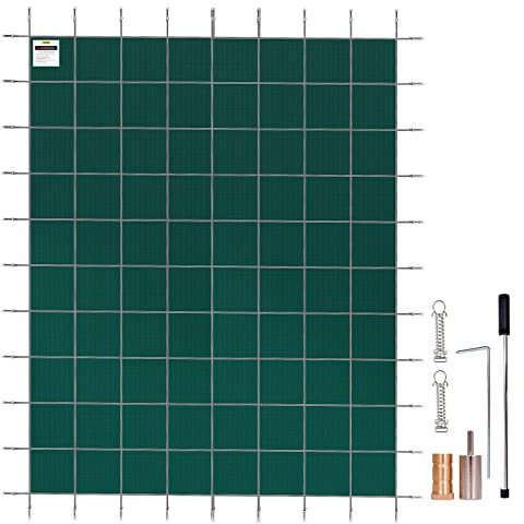 VEVOR Pool Safety Cover Fits 18x36ft Rectangle Inground Pools, Safety Pool Cover with Drainage Holes, Mesh Solid Pool Cover for Swimming Pool, Winter Safety Cover, Green