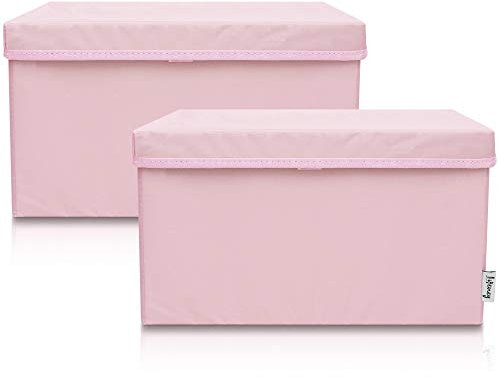 LIFENEY 2-Set Aufbewahrungsbox Kinder (37x25x21cm) I Aufbewahrungskorb für Kinderzimmer und Wohnbereich I Kinder Aufbewahrungskiste (Rosa)
