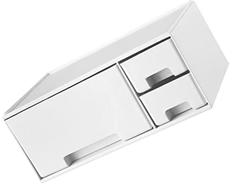 KOMBIUDA 1pezzi Supporto Rialzato per Monitor con Bianco Supporto per Computer E Tablet Organizer da Scrivania per Ufficio E Casa Design Pratico E Funzionale