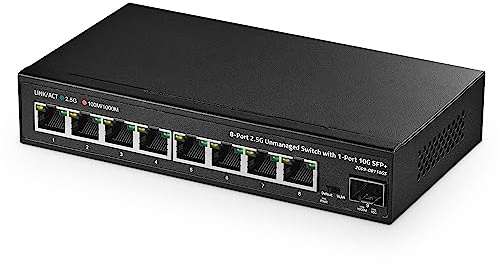 Binardat Switch 8 Porte 2,5G con Porta SFP+ 10G, 8 Porte RJ-45 Base-T da 2,5 Gigabit, Switch Ethernet Desktop Multi-Gigabit Non gestito