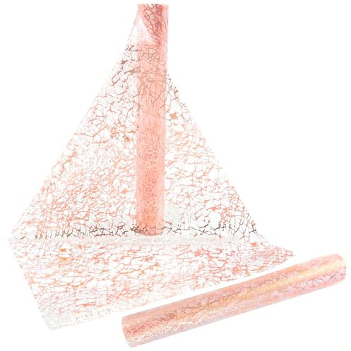 Gentpovth Mode Boho en Organza Rose Chemin de Table, Rose Pailleté Décoration Table Runner, 28 CM x 10 M Ruban Bricolage Organza Rouleau, décoration de Table pour Célébrations,Mariage, Fêtes De Bébé