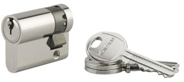 THIRARD - Cylindre de Serrure HG5 - Demi-Cylindre - Laiton - Mécanisme à 5 Goupilles - Protection Anti-Arrachement - 30 x 10 mm - Gris - Livré avec 3 Clés En Acier Nickelé