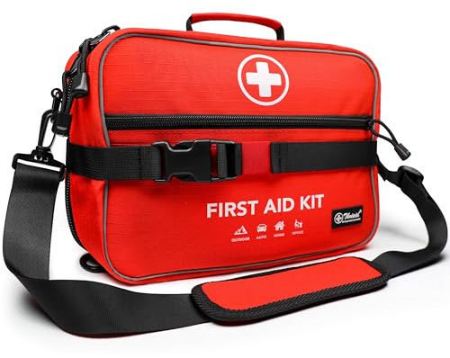 430 Piece First Aid Kit, Well-Organized Premium Waterproof Compact Trauma Medical Kits for Any Emergencies, Ideal for Home, Office, Car, Travel, Outdoor, Camping, Hiking, Boating (Red)