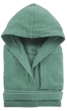 Giosal Accappatoio Unisex con Cappuccio e Tasche in Morbida Spugna Ultra Assorbente 270GSM Tinta Unita Disponibile in Vari Colori e Misure (IT, Testo, L, Regular, Regular, Verde)