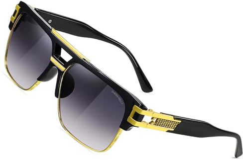 SHEEN KELLY Lunettes de soleil polarisées pilote rétro pour homme et femme, monture rectangulaire en métal, style années 80，2