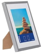 MAUL Bilderrahmen MAULdesign 13x18 cm aus Aluminium | zum Hängen in Quer- und Hochformat | edler, schmaler Wechselrahmen mit Passepartouteinleger | ideal für Fotos, Collage und Bilder | Silber