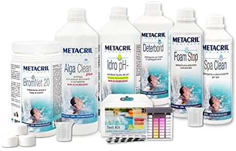Metacril Kit Brom Spa - Pro, Trattamento a Base di Bromo, Ideale per Piscina o Spa Idromassaggio di Tutte le Marche, Dimensioni e Modelli