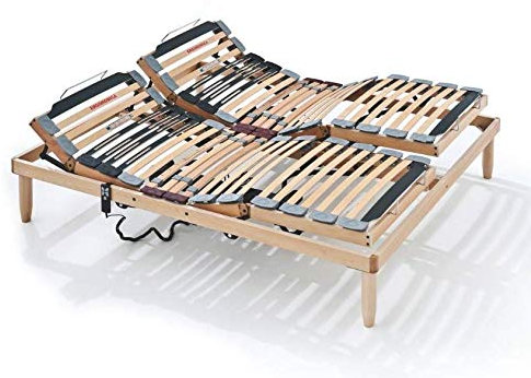 Evergreenweb - Rete Elettrica Matrimoniale Ortopedica con Alzate Motorizzate Separate Base Letto a Doghe in Legno Rinforzata, 160x200 cm, Rete Elettrica