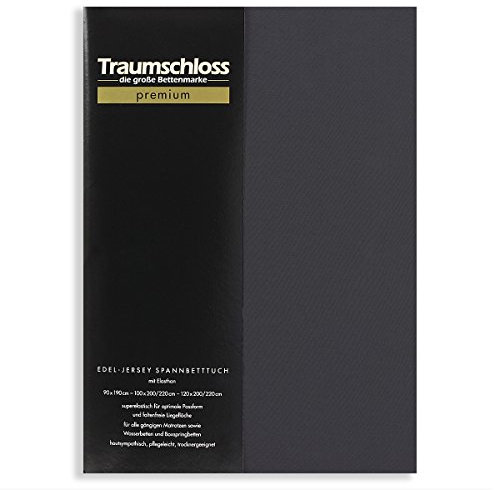 Traumschloss Edel-Jersey Spannbetttuch Premium | Mako Baumwolle mit Elasthan | Hautsympathisch, samtweich & angenehm zur Haut 180-200x200-220 anthrazit