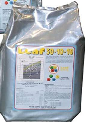 LEAF CONCIME 30-10-10 KG. 2 Concime NPK (Azoto Fosforo e Potassio) FERTILIZZANTE CONCIME fogliare e idrosolubile per tutti i tipi di piante ORTO E GIARDINO