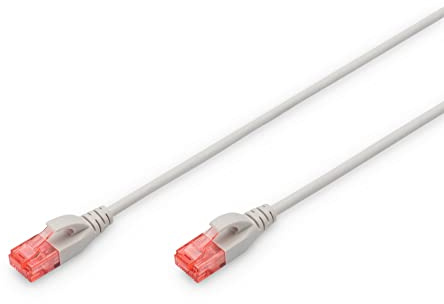 DIGITUS LAN Kabel Cat 6 - 3m - Slim - RJ45 Netzwerkkabel - UTP Ungeschirmt - Kompatibel zu Cat-6A - Grau