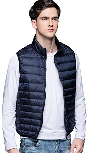 Chaleco Plumas Ligero Hombre Chaleco Plumifero Ligeros Hombre Chalecos Acolchado Caballero Abrigo Plumon Sin Manga Hombre Ultraligero Tallas Grandes Slim Fit Invierno Chalequillo Portátil Armada M