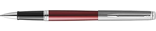 Waterman Hemisphere Essentiel Rollerball Pen, Matt Red, Chrome Trims, Fine Black Refill - Gift Box