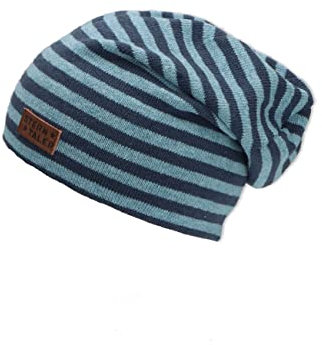 Sterntaler Unisex Slouch Streifle Beanie-Mütze, hellblau, 49