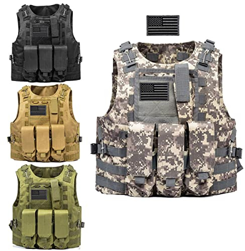 AZB Tactical Vest Adjustable Airsoft Paintball Vest with Removable Pouch