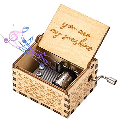 Huifengjie Carillon in Legno, Carillon a manovella, Melodia del Tema You Are My Sunshine, Carillon Incisione Vintage, Regalo per Compleanno, Natale, San Valentino, Decorazione Artigianale