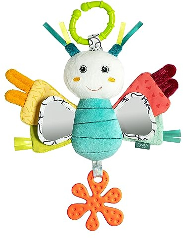 Fehn Activity-Schmetterling – Motorikspielzeug für Kinderwagen, Kinderbett & Babyschale – zum Beißen, Greifen, Geräusche erzeugen – für Babys & Kinder ab 3+ Monaten