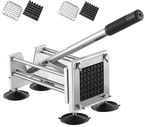 French Fry Cutter, Manual Potato Cutter with 1/2-inch and 3/8-inch blades for cutting potatoes and vegetables