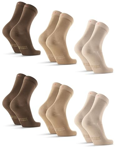 DANISH ENDURANCE Bamboo Socks, Breathable Anti Sweat Socks, for Men & Women, Unisex, 6 Pack, Multicolour (2xSand, 2xBeige, 2xBrown), 9-12