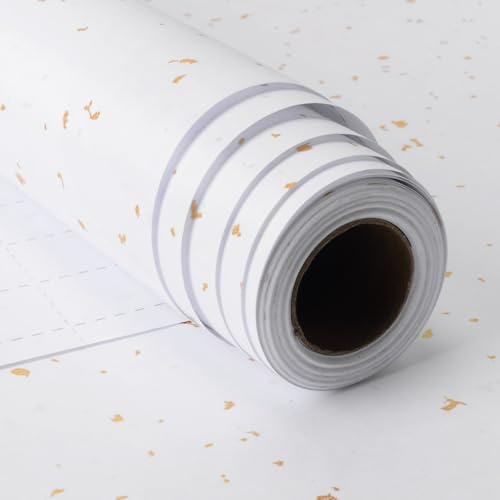 Papier Cadeau Blanc, 43 cm x 10 m Papier Cadeau Blanc Or Argent pour Noël Anniversaire Mariage