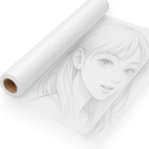 Transparentpapier Rolle Weiß, Schnittmusterpapier 30cm x 50m 26 g/m², Architektenpapier, Tracing Paper, Skizzenrolle Seidenpapier Malpapier Rolle zum Basteln Verpacken Skizzieren Zeichnen