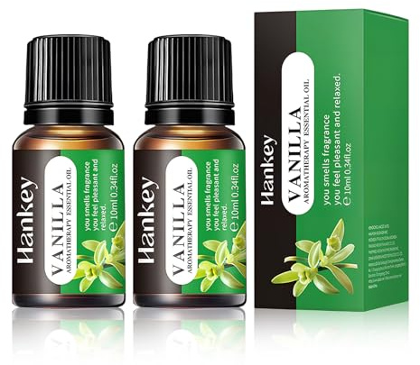 2 pezzi Olio Essenziale di Vaniglia, Olio di Vaniglia di Grado Terapeutico, 2 X 10ML oli profumati per diffusori, umidificatori, relax, produzione di candele, massaggi, bagno