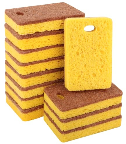COZYMIRE 12 Stück Bio Spülschwamm aus Kokosfasern und Sisal Schwamm Naturschwamm öko und Nachhaltig Küchenschwamm Biologisch Abbaubar Dauerhaft Schmutzradierer-008