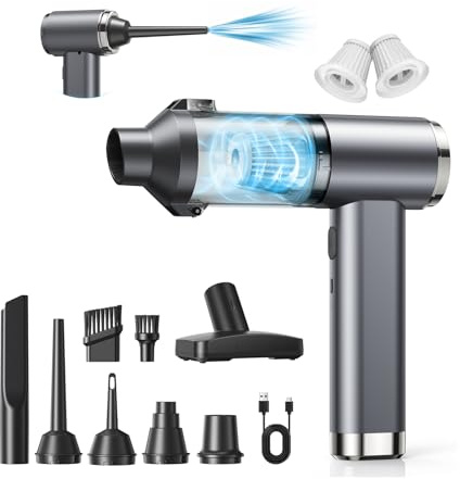 ONEWEST Handheld Vacuum Cleaner, 25000Pa 4 IN 1 Car Vacuum Cleaner Cordless Powerful, 6000mAh USB Rechargeable Portable Handheld Mini Hoover, 150000RPM Air Duster for Car, Home, Pet Hair, PC, Sofa