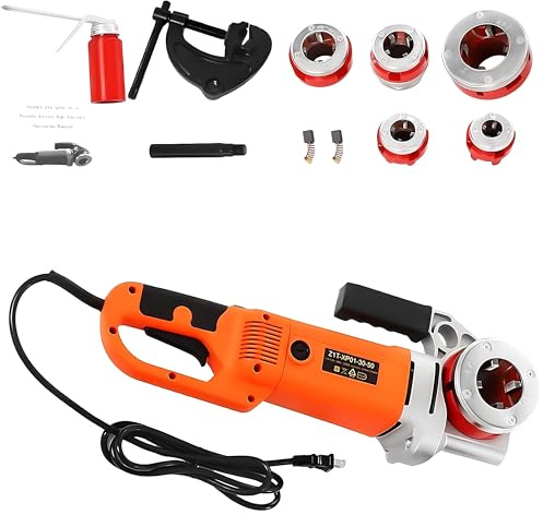 FgdVrelnor Filettatrice per Tubi Elettrica Portatile, 2300W Filettatrice a Mano con 6 Filiere (1/2–2 Pollici),Adatto per Tubi in Acciaio Inossidabile e Tubi in Plastica