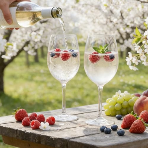 panemy Flut Elegante 2 Pezzi,165 ml, Confezione da 2, Riutilizzabili, Senza BPA, Calici Vino in Plastica Set,Infrangibili, Adatti per Matrimoni, Compleanni, Feste e Campeggio (Calici da vino)