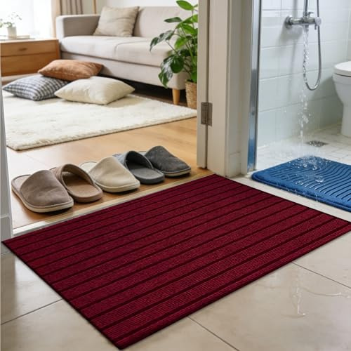 Smutsfångare Dörrmatta 80 x 150 cm Absorberande, Halkfri Smutsmatta Stor Färger Och Storlekar för Ytterdörr, Hall, Entré, Kök, Sovrum, Röd