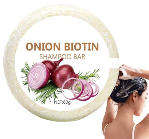 Shampoing solide à l’oignon – Shampooing naturel pour cheveux – Formule sans sulfate – Pour cheveux normaux à gras – 1 pièce