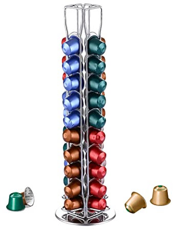 YGJT Porte Capsules Compatible avec NespressoOriginal Rotatif Distributeur Présentoir - Pour 40 Pièces-Support Capsules Original Rangement Solution Économie d'espace