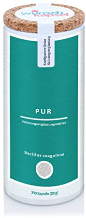 Bacillus coagulans Pur, 5 Milliarden (5 x 10^9) KbE pro Tag, 290 vegane Premium-Kapseln, handgefertigt aus der Wunschkapsel-Manufaktur