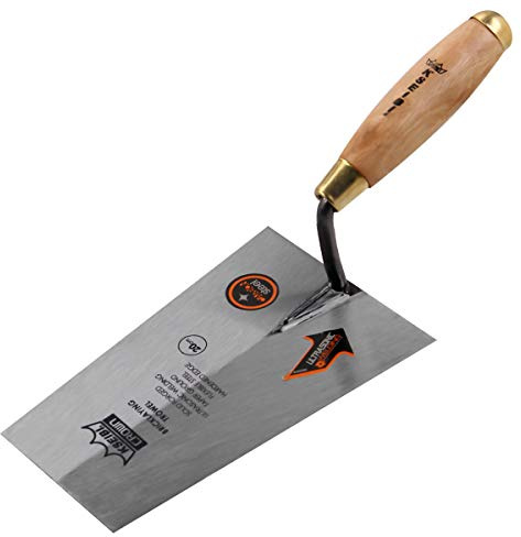 KSEIBI 281380 Narrow Bucket Brick Trowel Wooden Handle Square Tip Bricklaying Trowel (8Inch-200mm)