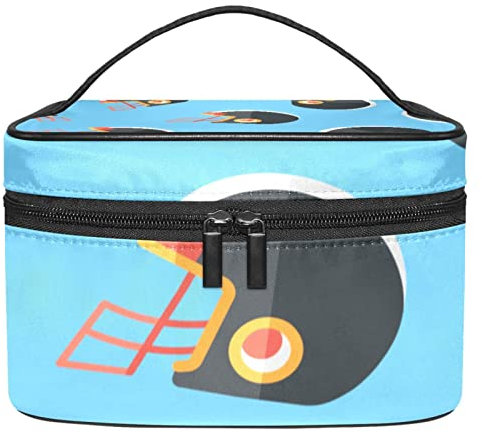 American Football Helm Flat Icon Tragbare Make-up-Tasche Reise Kosmetiktaschen für Frauen Mädchen Reißverschluss Tasche Case Organizer, Mehrfarbig, 22.5x15x13.8cm/8.9x5.9x5.4in