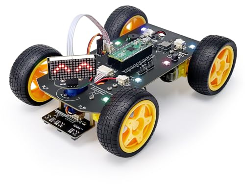 Freenove 4WD Car Kit for Raspberry Pi Pico (Included) (Compatible with Arduino IDE), Dot Matrix Expressions, Obstacle Avoidance, Line Tracking, Light Tracing, Colorful Light