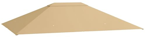 Outsunny Toile de Remplacement pour pavillon tonnelle Tente Toit de Rechange Gazebo de Jardin Tissu Polyester Haute densité 180 g/m² Anti-UV 3 x 4 m Kaki