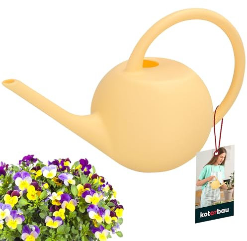 KOTARBAU® Arrosoir Vanille De 1,2 L Avec Un Long Tuyau |Arrosoir En Plastique Pour Fleurs Et Plantes |Arrosoir De Jardin |Arrosoir Plastique |Arrosoir Jardin |Arrosoir Plante Intérieur Et Extérieur